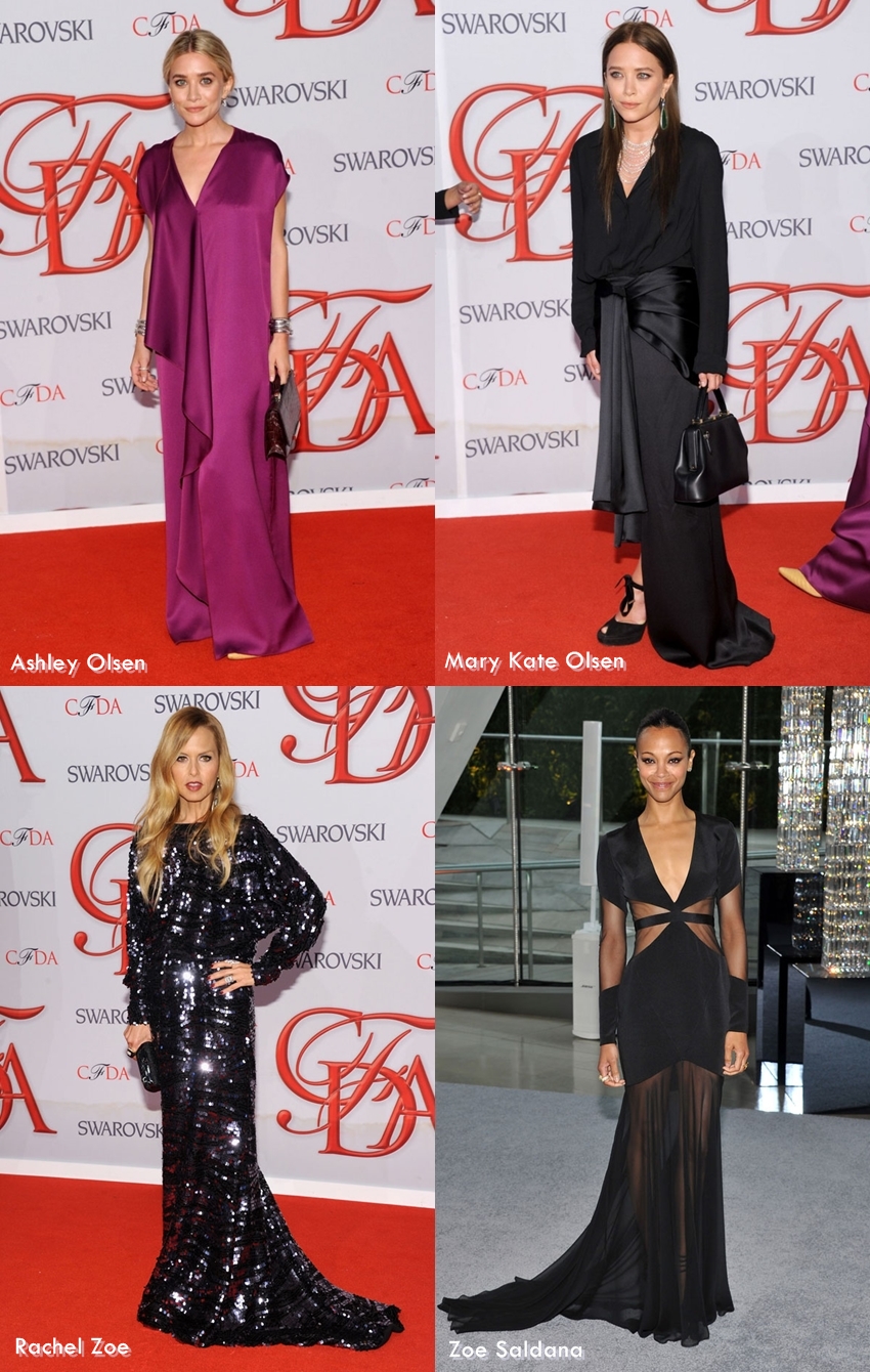 Ashley e Mary Kate Olsen, Rachel Zoe e Zoe Saldana no CFDA Awards 2012