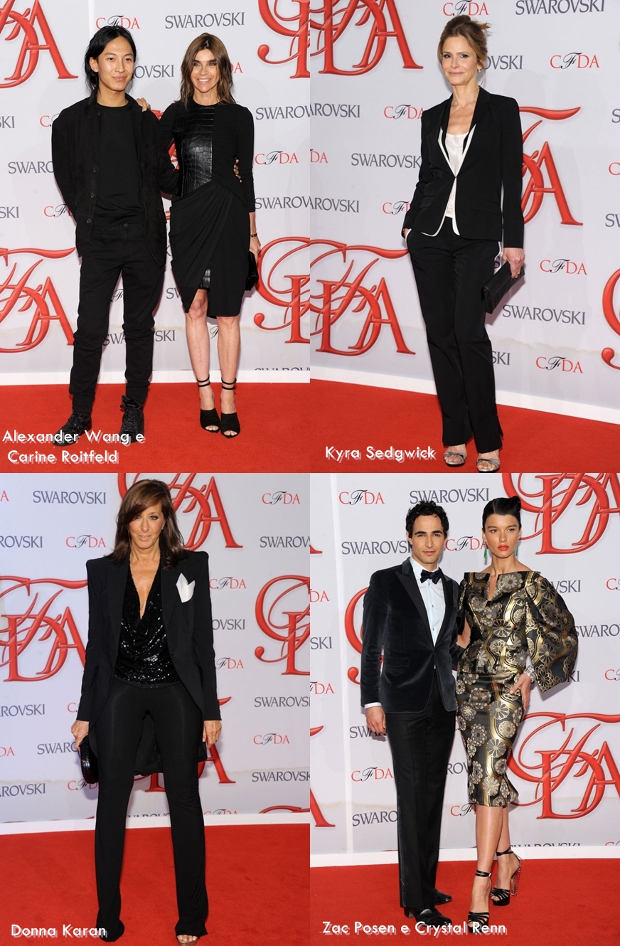 Alexander Wang, Carine Roitfeld, Kyra Sedgwick, Donna Karan, Zac Posen e Crystal Renn no CFDA Awards 2012