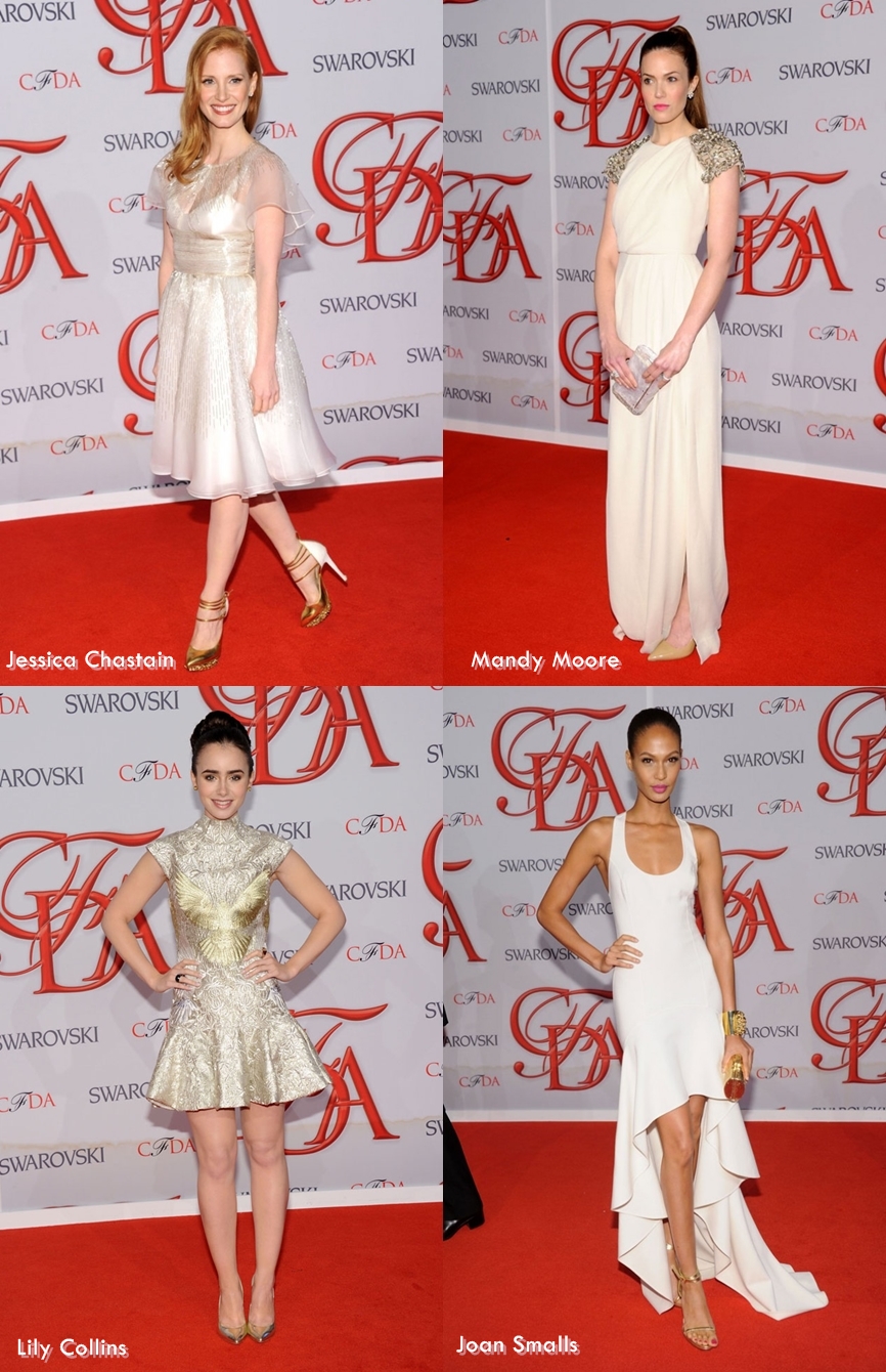 Jessica Chastain, Mandy Moore, Lily Collins e Joan Smalls no CFDA Awards 2012