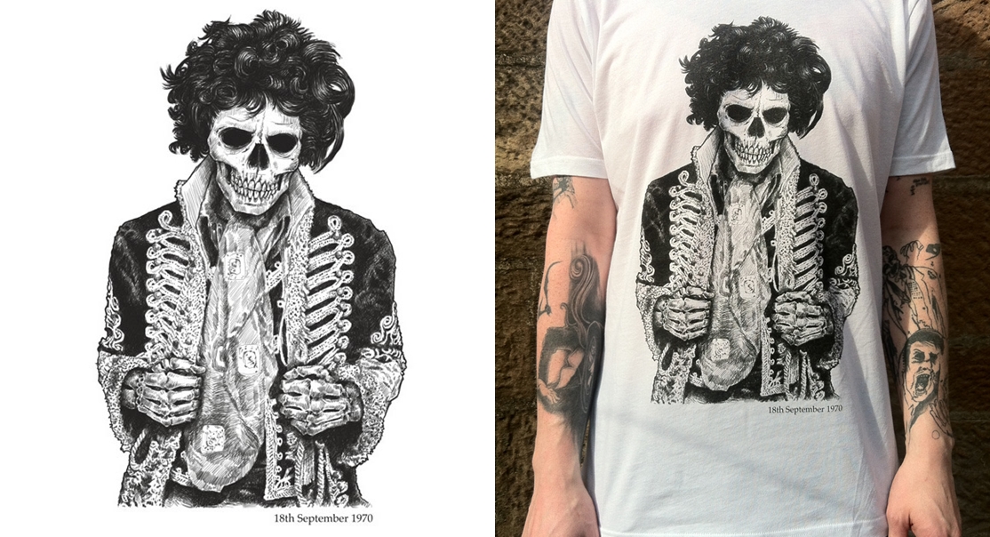 Camiseta Caveira Jimi Hendrix