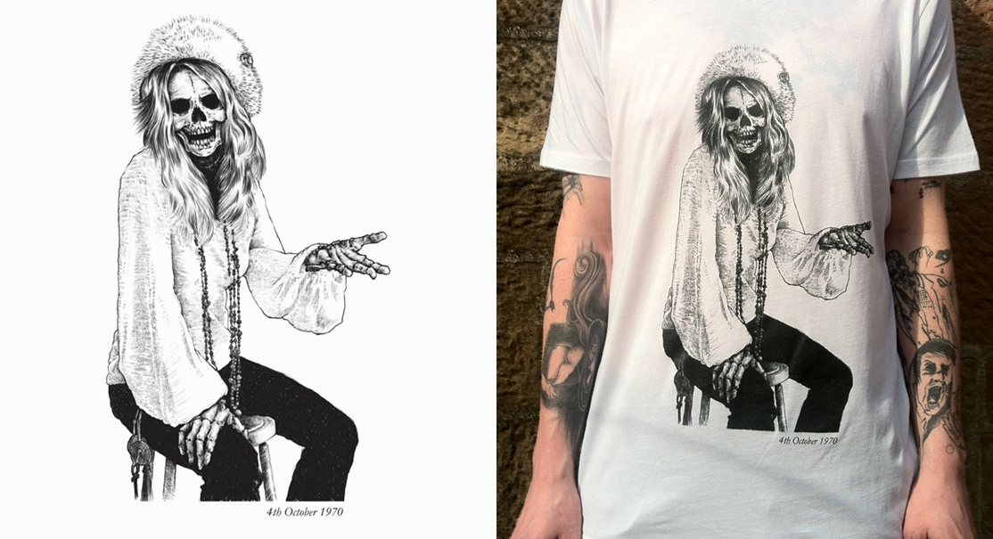 Camiseta Caveira Janis Joplin